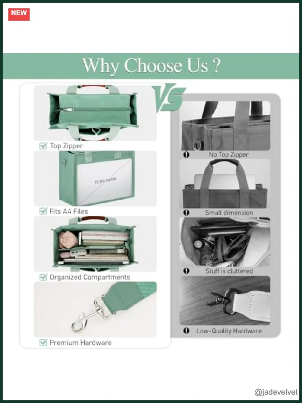 Large Canvas Tote Bag with Zipper and Compartments Crossbody Work Tote